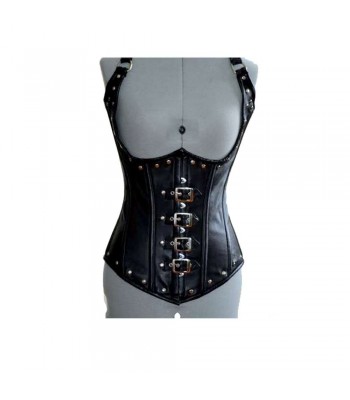 Women Real sheep leather steampunk style corset metal decor Women Corset 